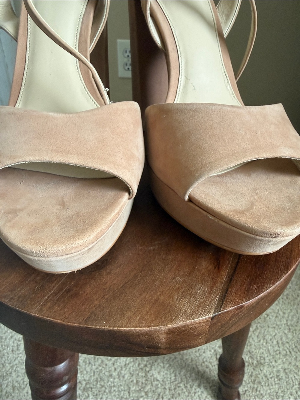 Vince Camuto Blush Suede Block Heel Slingback Sandals - Picture 2 of 6